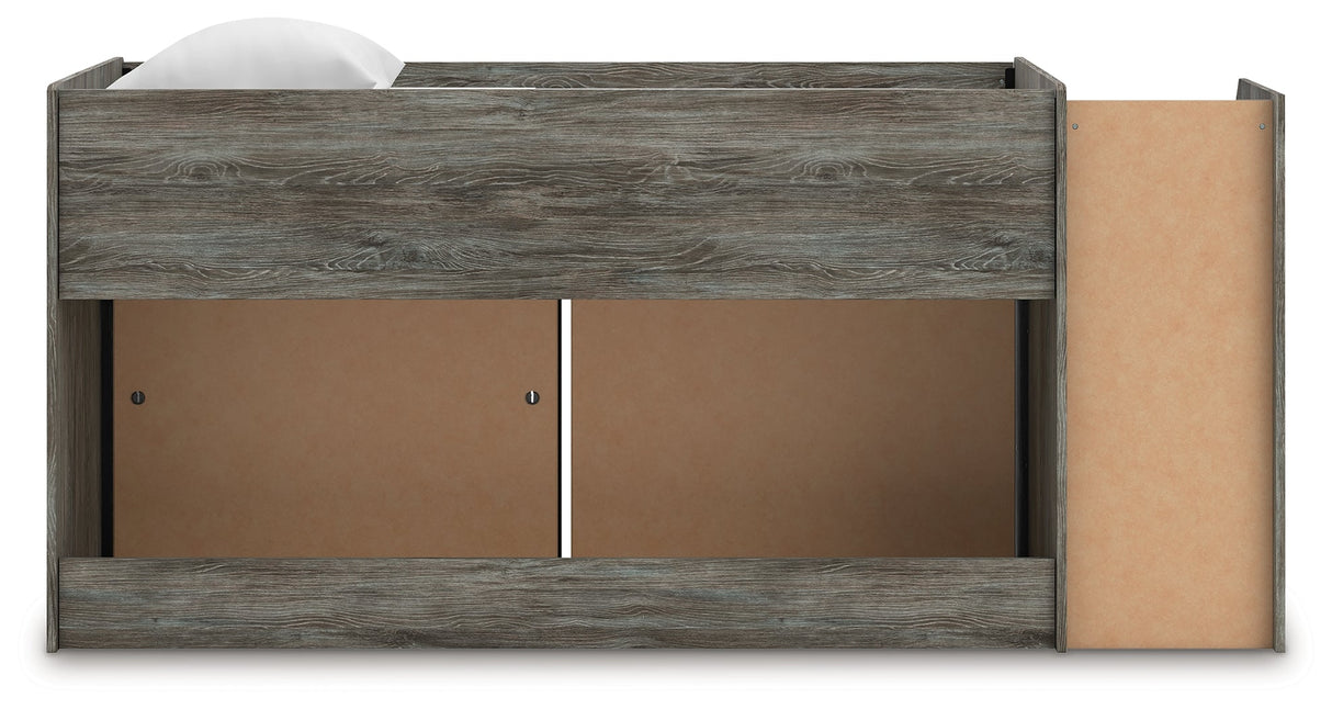 Frandern Gray Twin Loft Bed with Bookcase and Drawer Storage by Ashley at Eve Furniture