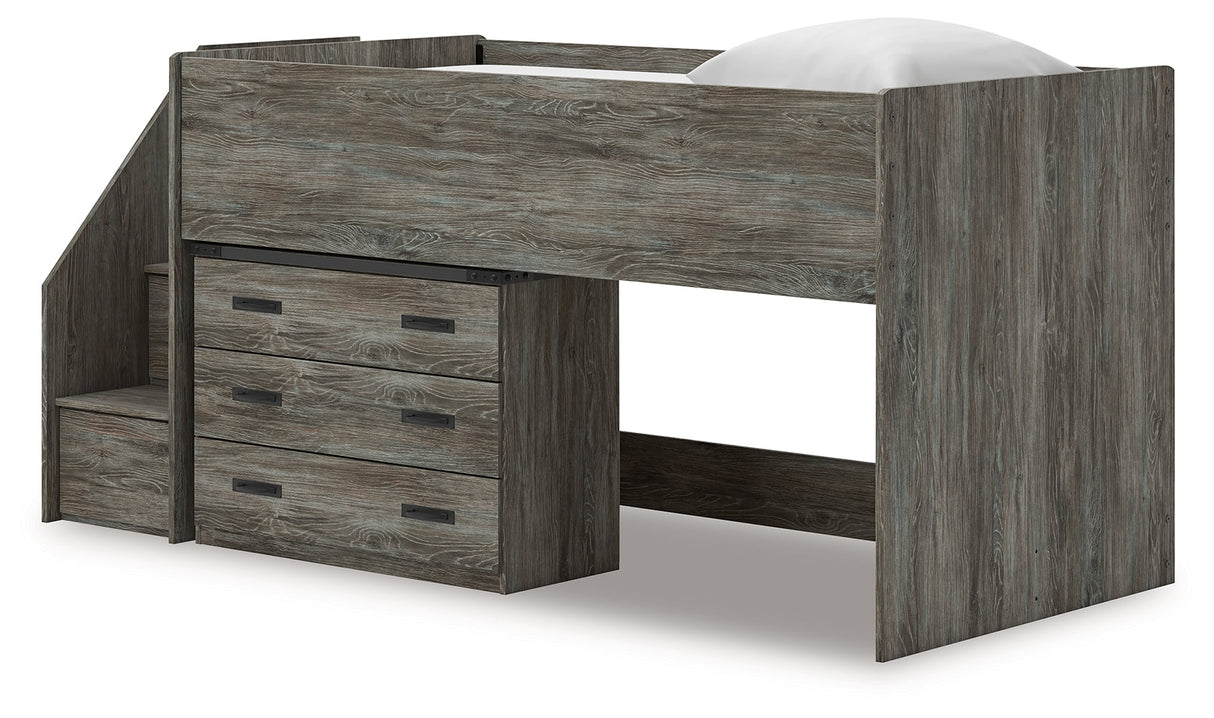 Frandern Gray Twin Loft Bed with Drawer Storage by Ashley at Eve Furniture