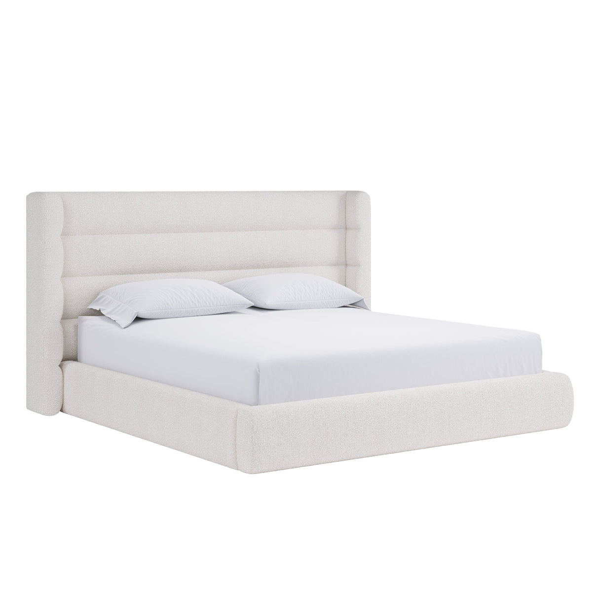 Frank Upholstered California King Wingback Platform Bed in Cottage Cheese Boucle by Modus Furniture at Eve Furniture