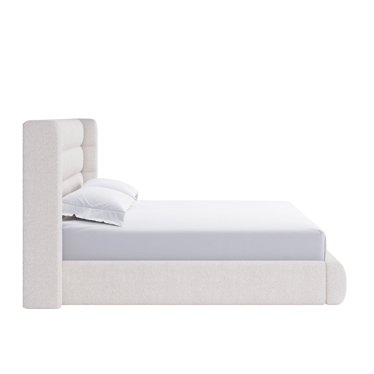 Frank Upholstered Queen Wingback Platform Bed in Cottage Cheese Boucle by Modus Furniture at Eve Furniture