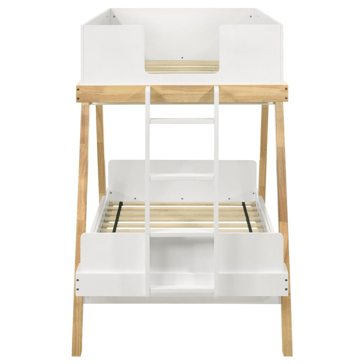 Frankie White and Natural Wood Twin Over Twin Bunk Bed by Coaster at Eve Furniture