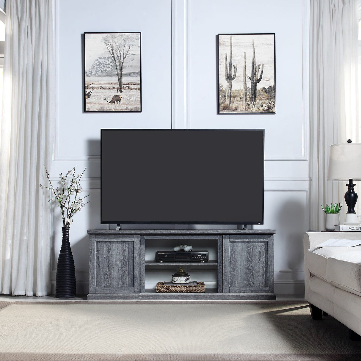 Franklin 60" TV Stand in Grey by Manhattan Comfort at Eve Furniture