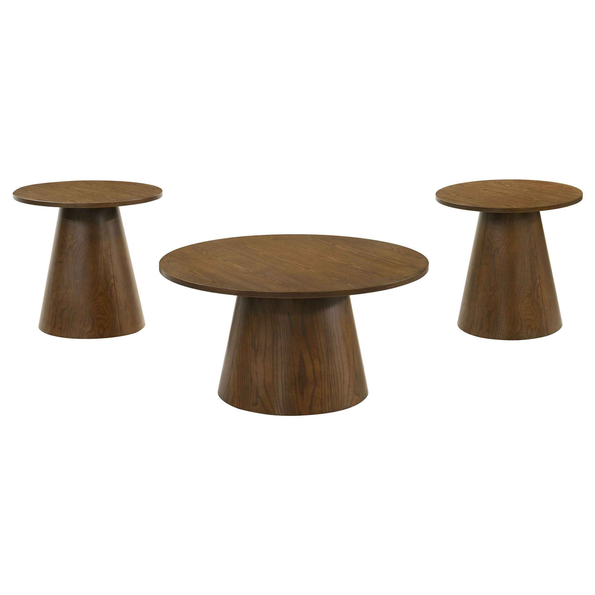 Franklin Dark Brown 3-piece Round Pedestal Coffee Table Set by Coaster at Eve Furniture