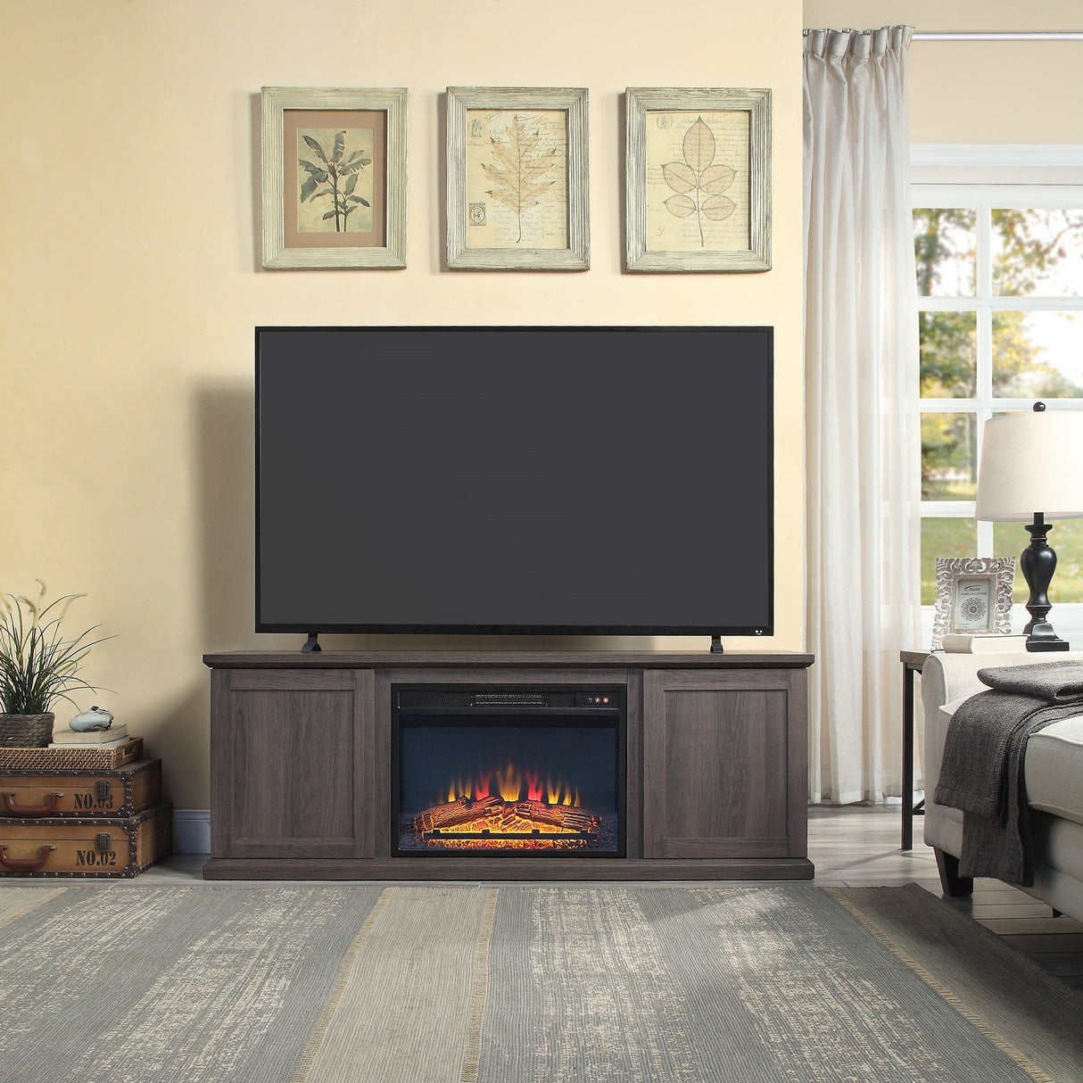 Franklin Fireplace in Heavy Brown by Manhattan Comfort at Eve Furniture