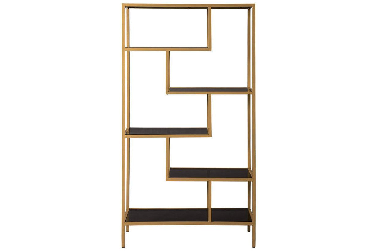 Frankwell Gold Finish Bookcase by Ashley at Eve Furniture