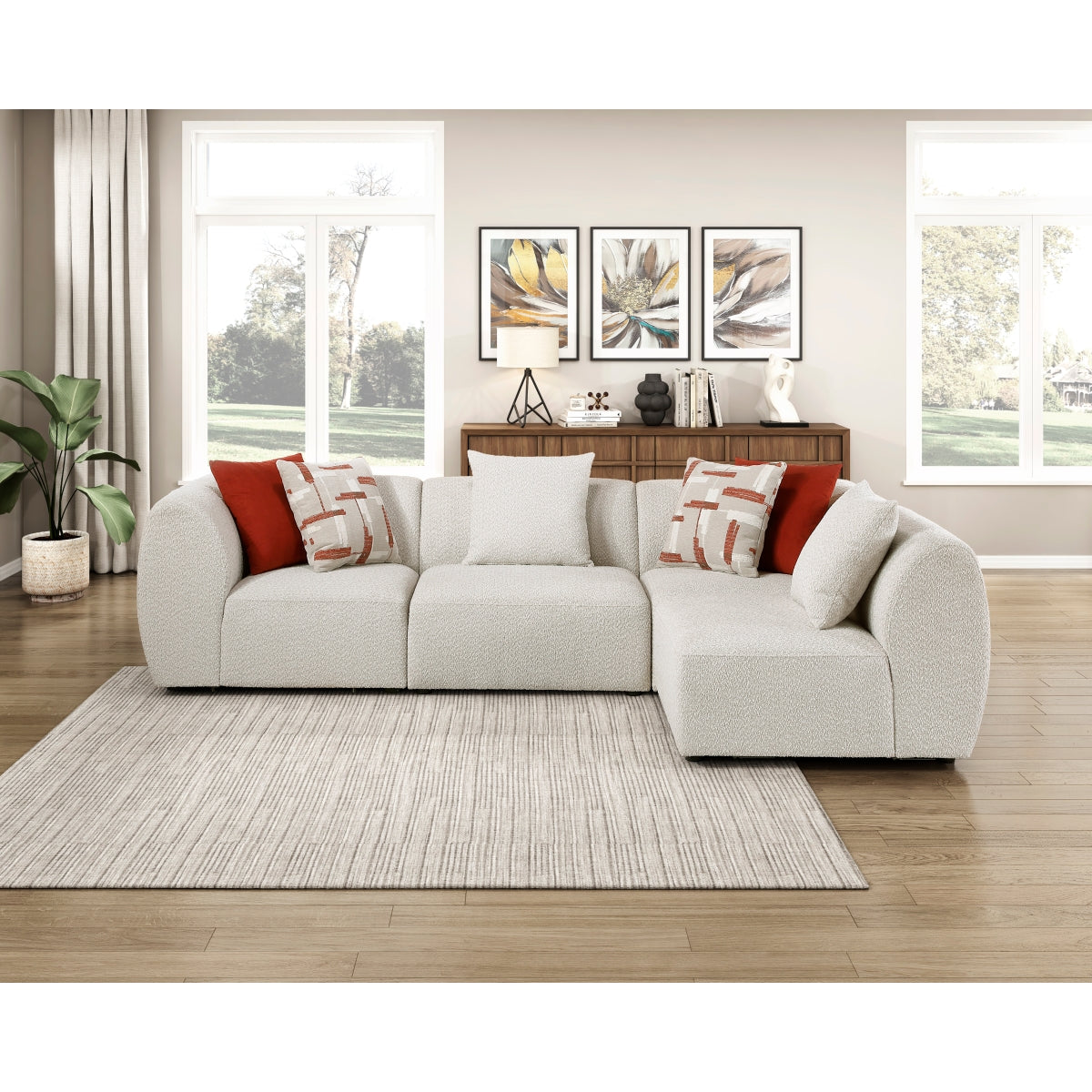 Franz Beige Chenille 4-Piece Modular Sectional by Homelegance at Eve Furniture