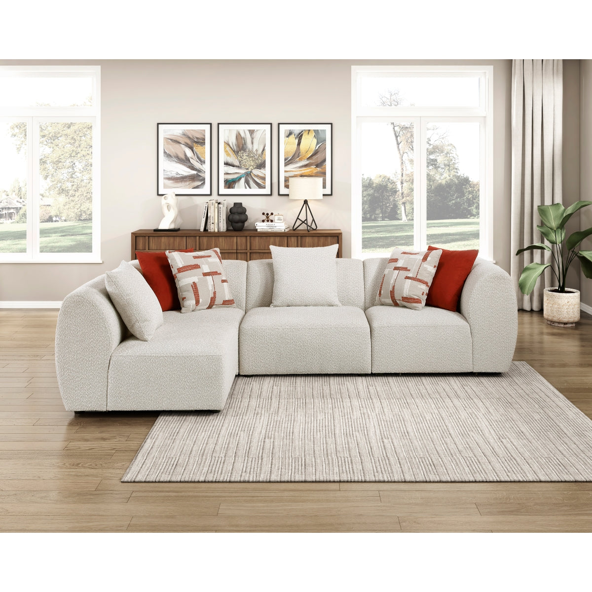 Franz Beige Chenille 4-Piece Modular Sectional by Homelegance at Eve Furniture
