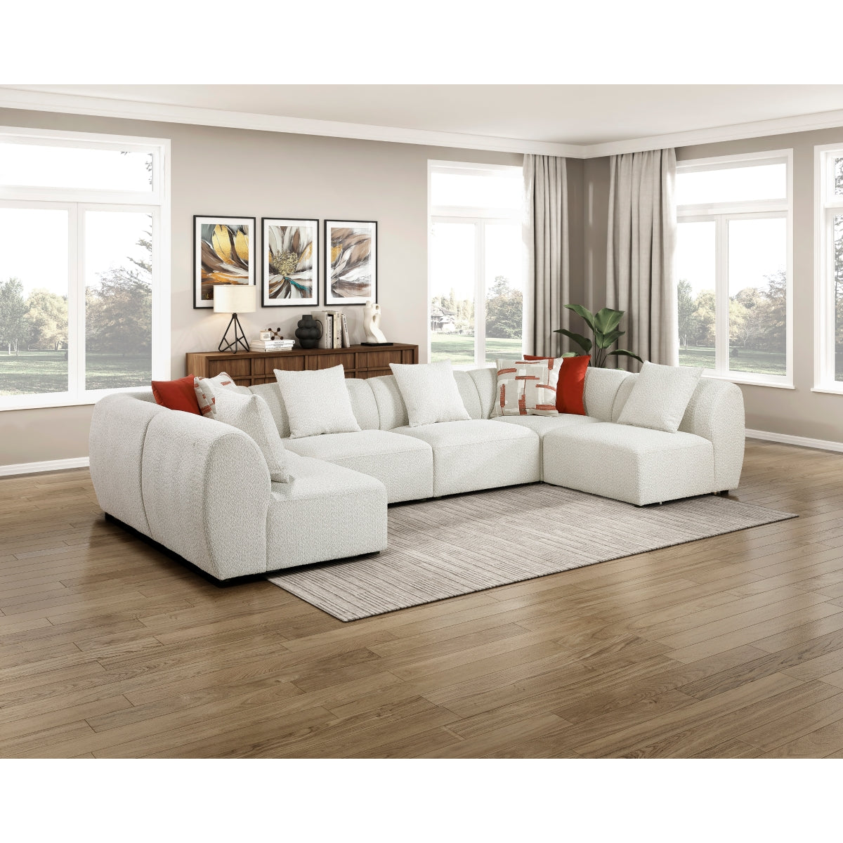 Franz Beige Chenille 6-Piece Modular Sectional by Homelegance at Eve Furniture