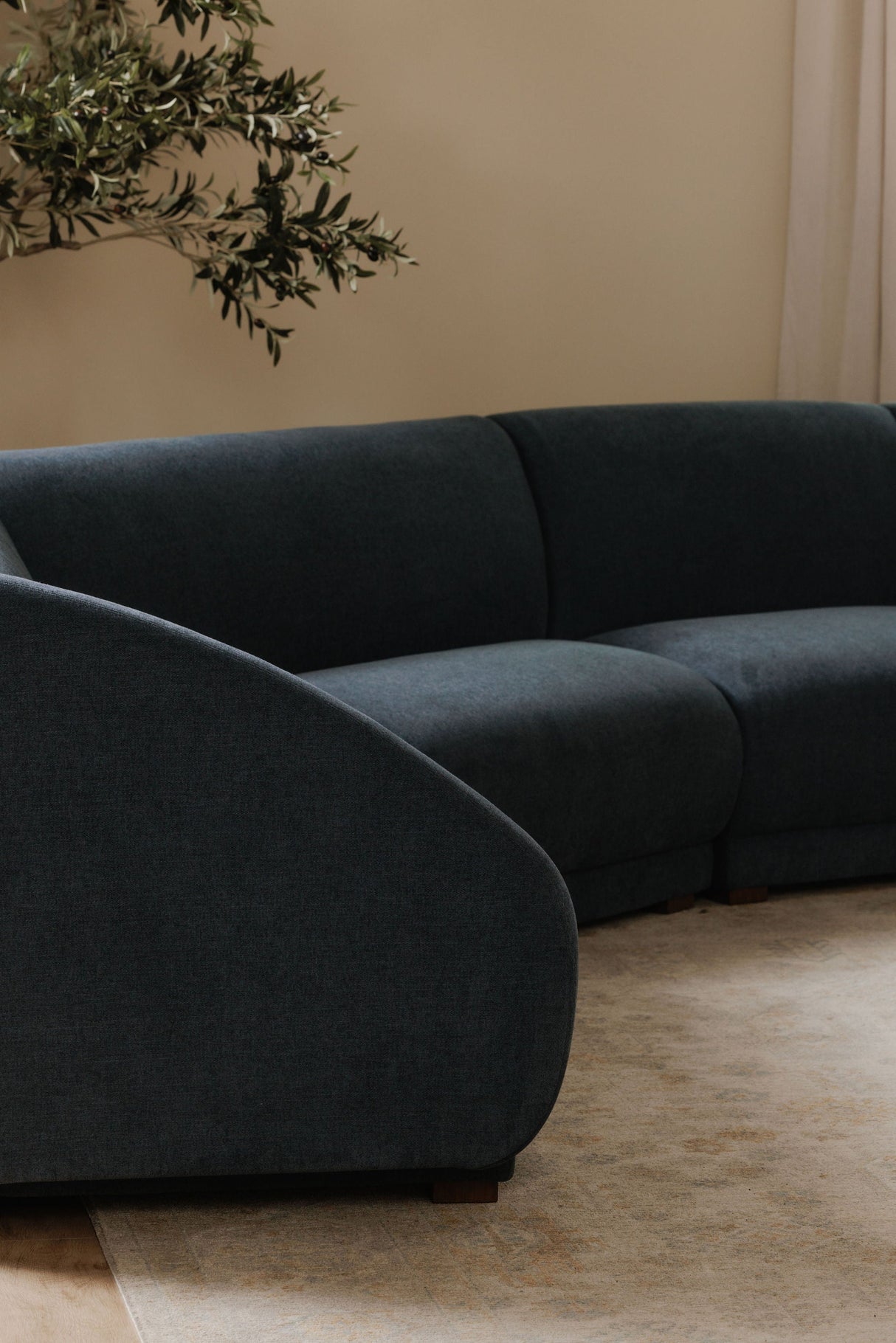 Fraser Deep Blue Wedge Slipper Chair by MOES at Eve Furniture