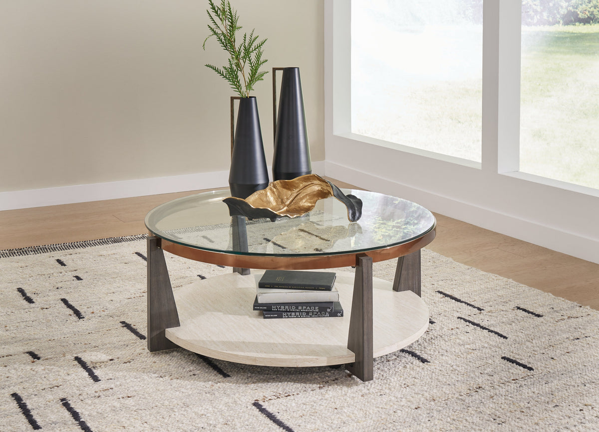 Frazwa Coffee Table with 2 End Tables in Multi by Ashley at Eve Furniture