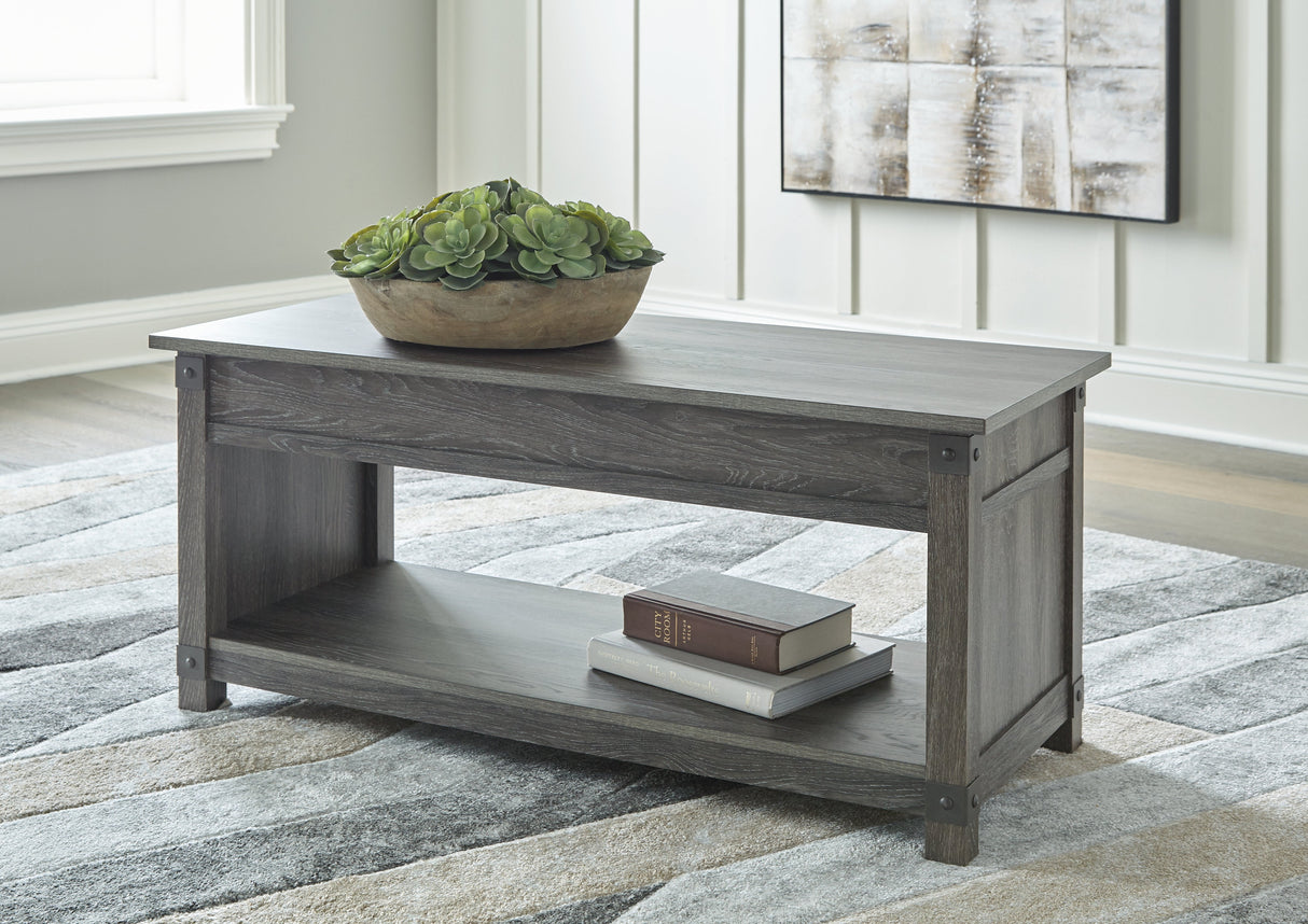 Freedan Coffee Table with 2 End Tables in Grayish Brown by Ashley at Eve Furniture