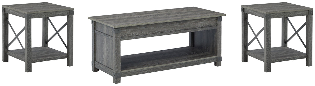 Freedan Coffee Table with 2 End Tables in Grayish Brown by Ashley at Eve Furniture