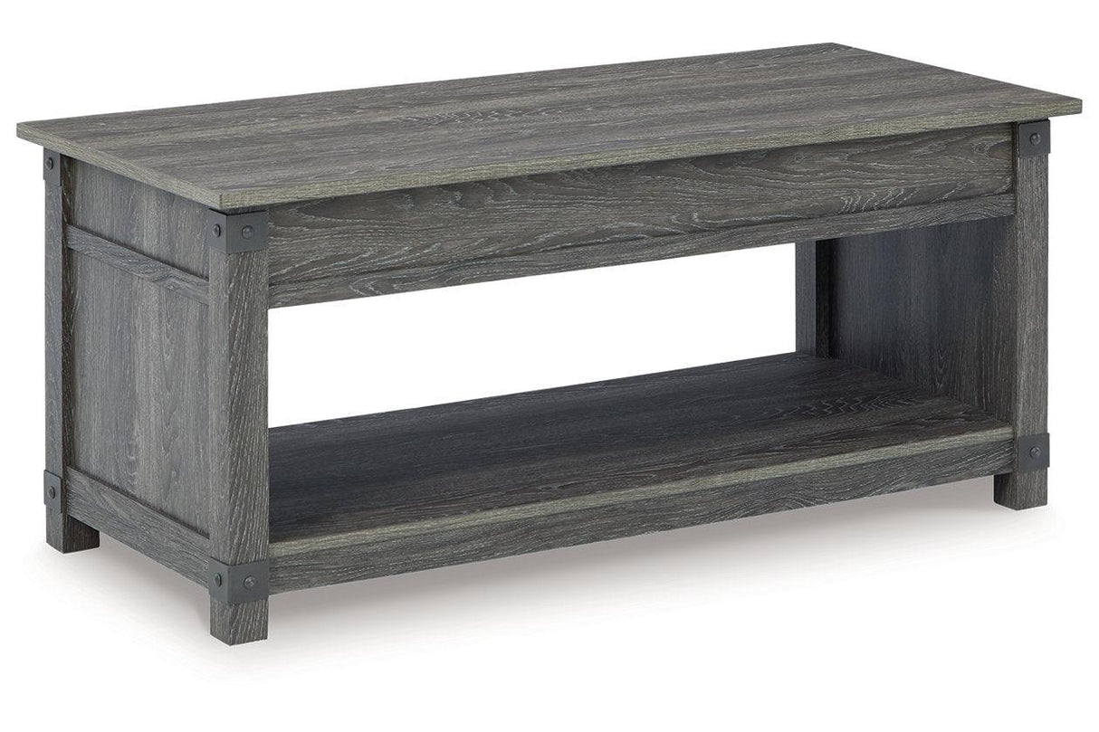Freedan Grayish Brown Lift-top Coffee Table, 2 End Tables and Console by Ashley at Eve Furniture