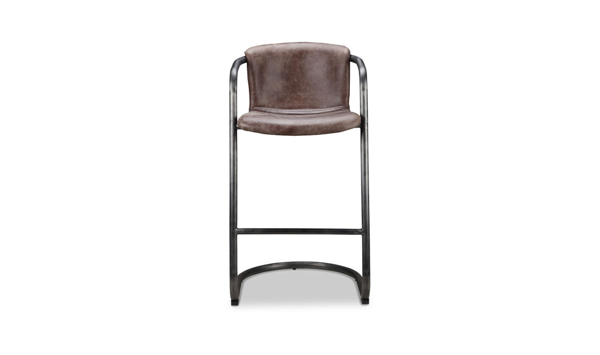 Freeman Barstool Grazed Brown Leather - Set Of Two by Moe's Home at Eve Furniture