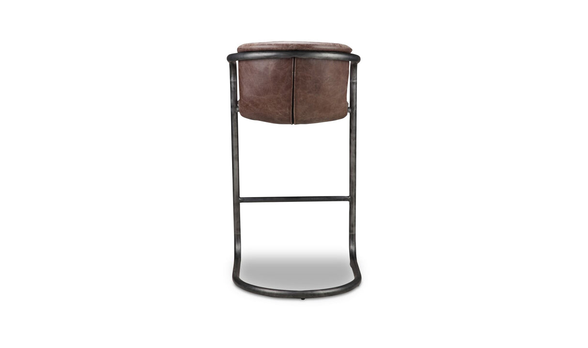 Freeman Barstool Grazed Brown Leather - Set Of Two by Moe's Home at Eve Furniture