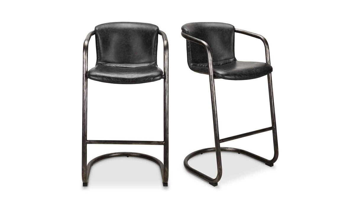 Freeman Barstool Onyx Black Leather by Moe's Home at Eve Furniture