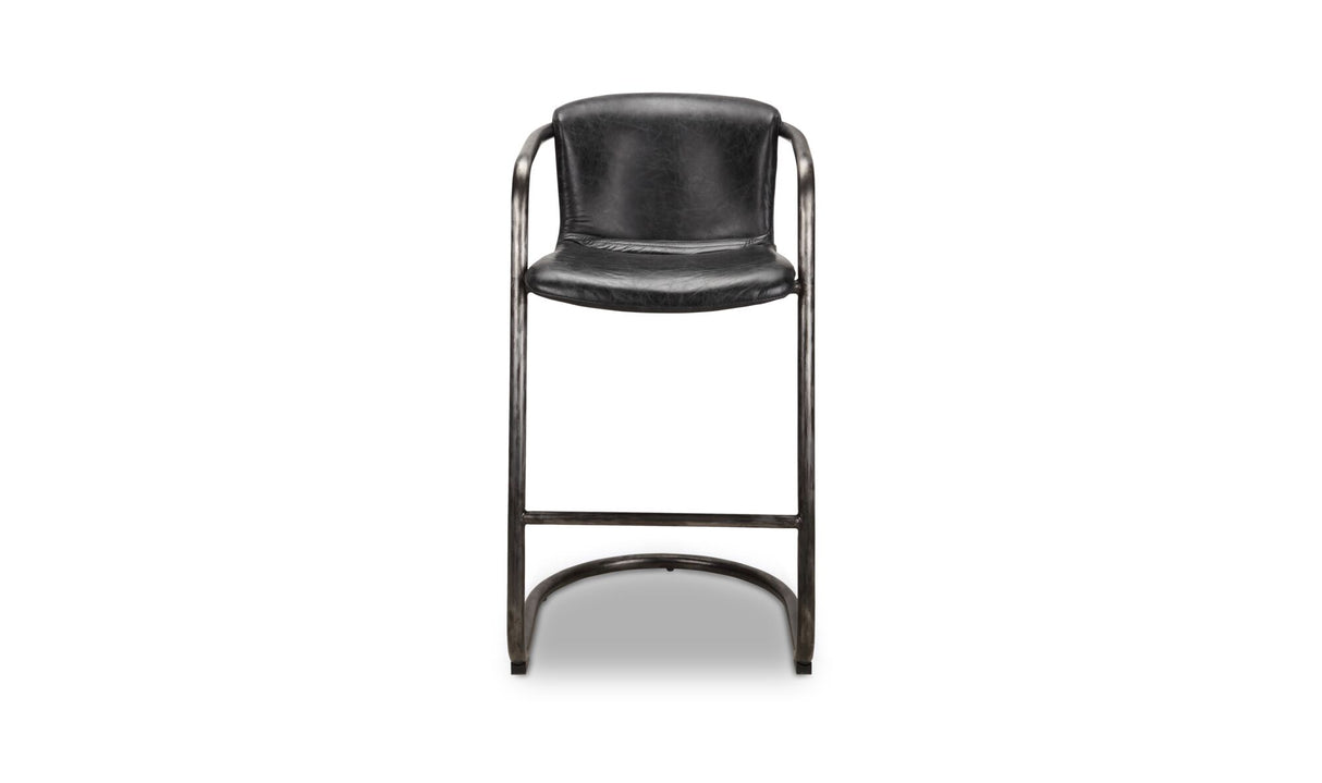 Freeman Barstool Onyx Black Leather - Set of Two by Moe's Home at Eve Furniture