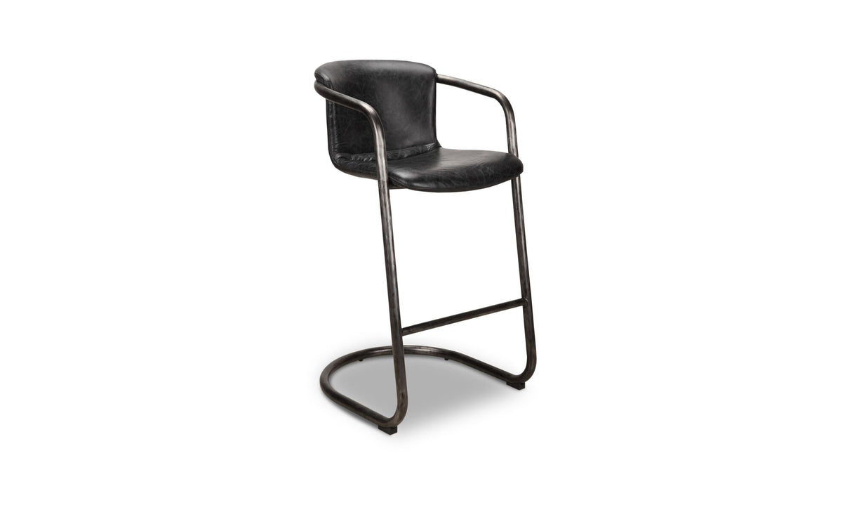 Freeman Barstool Onyx Black Leather - Set of Two by Moe's Home at Eve Furniture