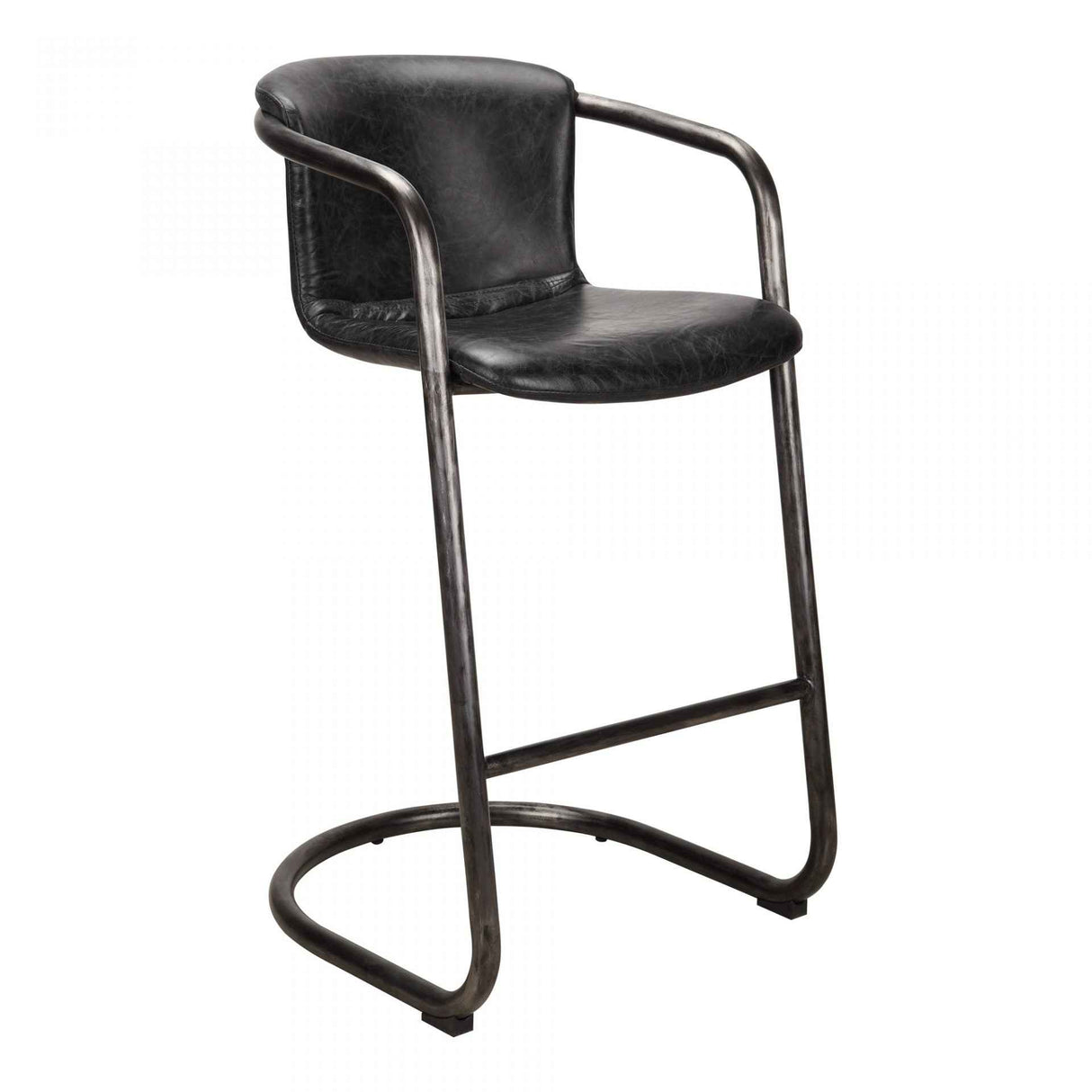 Freeman Barstool Onyx Black Leather by Moe's Home at Eve Furniture