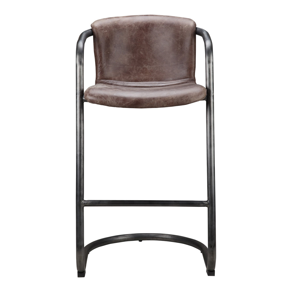 Freeman Brown Leather Barstool (Set of 2) by Moe's Home at Eve Furniture