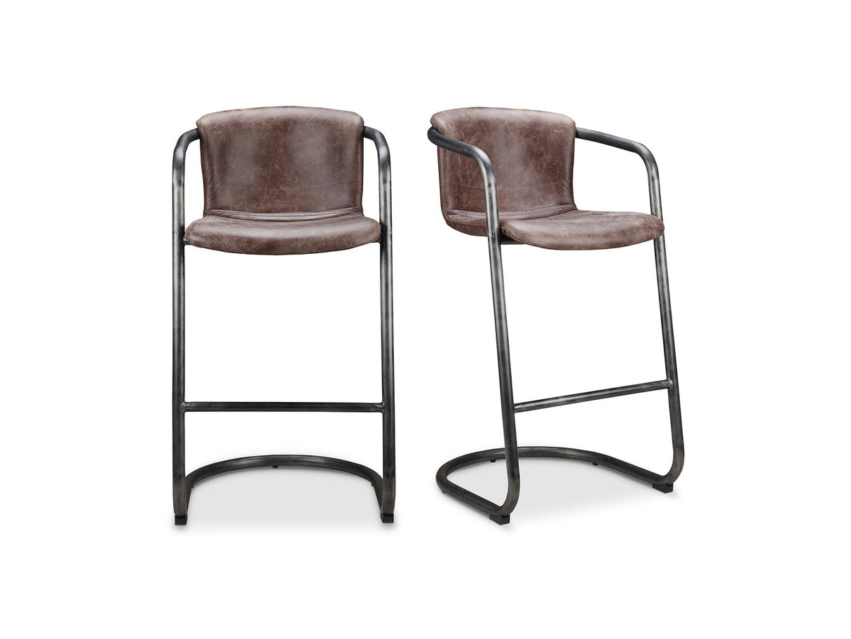 Freeman Brown Leather Barstool (Set of 2)