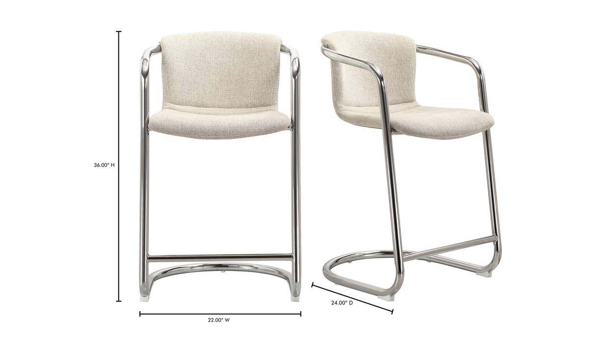 Freeman Chrome Frame Counter Stool Blended Cream by Moe's Home at Eve Furniture