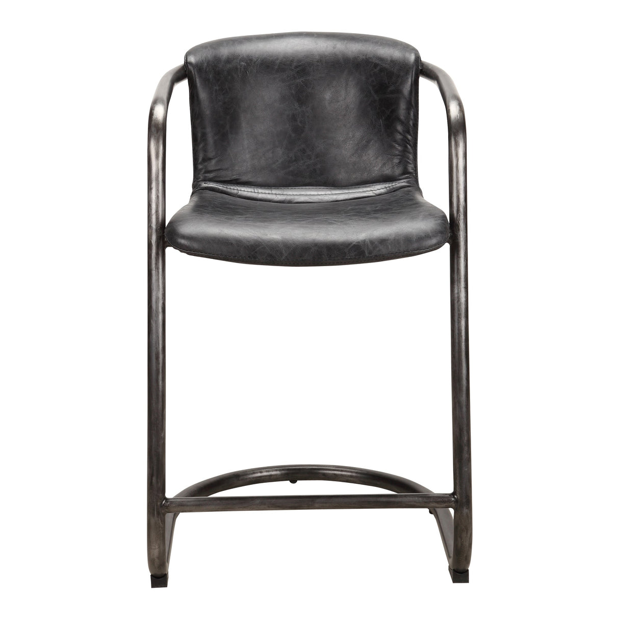 Freeman Onyx Black Leather Counter Stool (Set of 2) by MOES at Eve Furniture