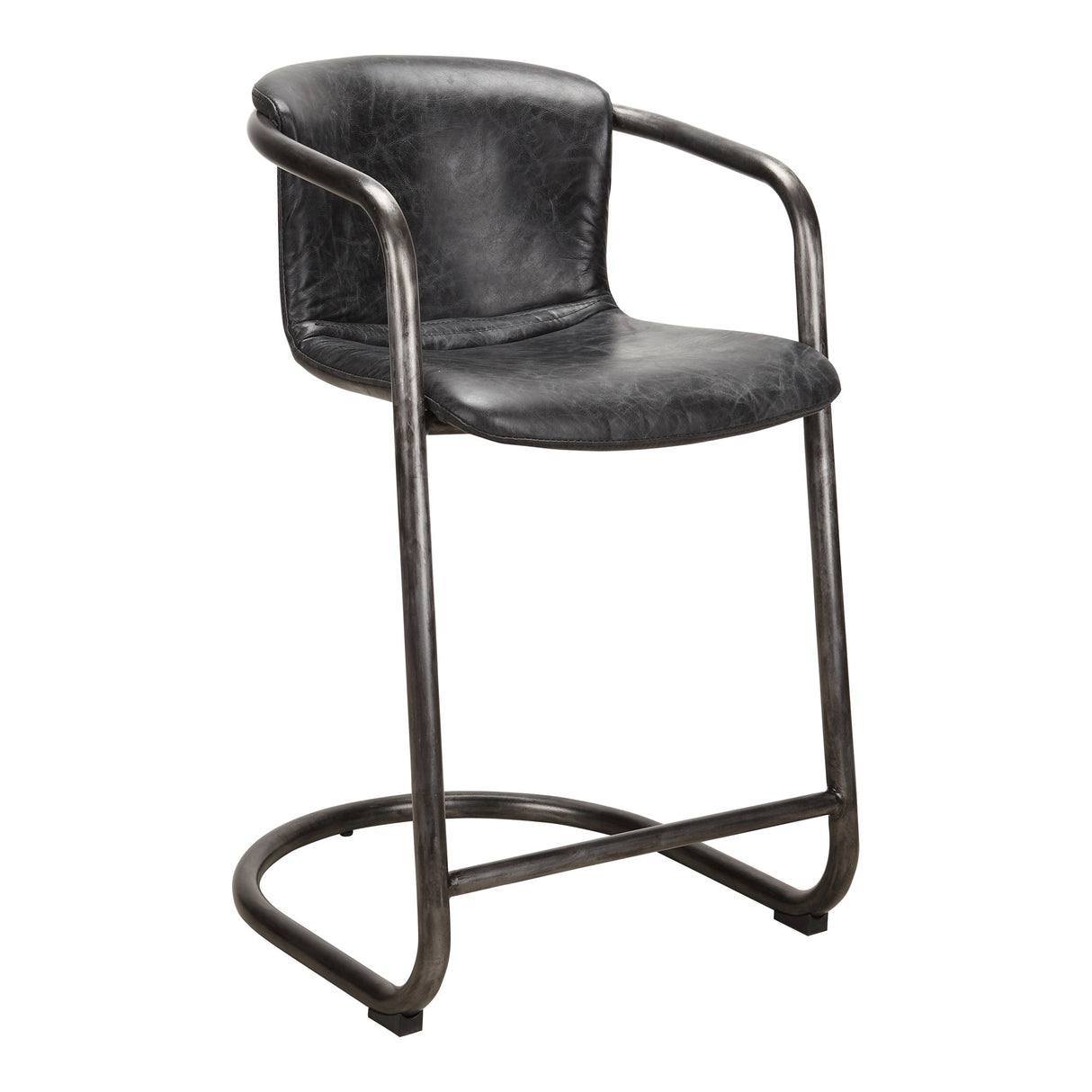 Freeman Onyx Black Leather Counter Stool (Set of 2) by MOES at Eve Furniture