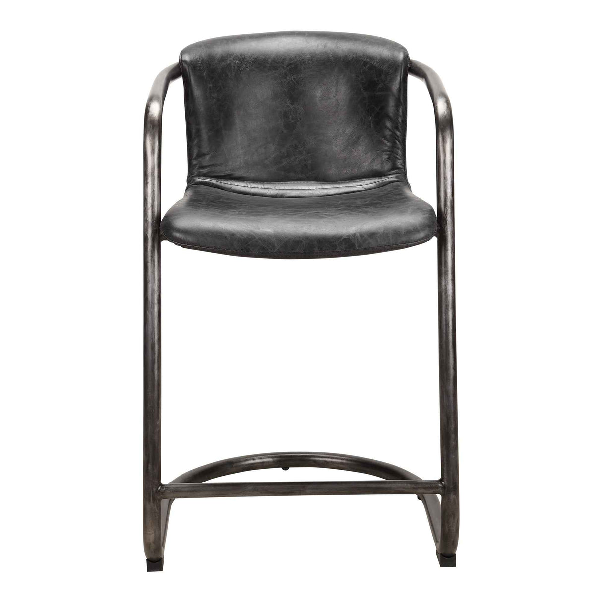 Freeman Onyx Black Leather Counter Stool (Set of 2) by Moe's Home at Eve Furniture
