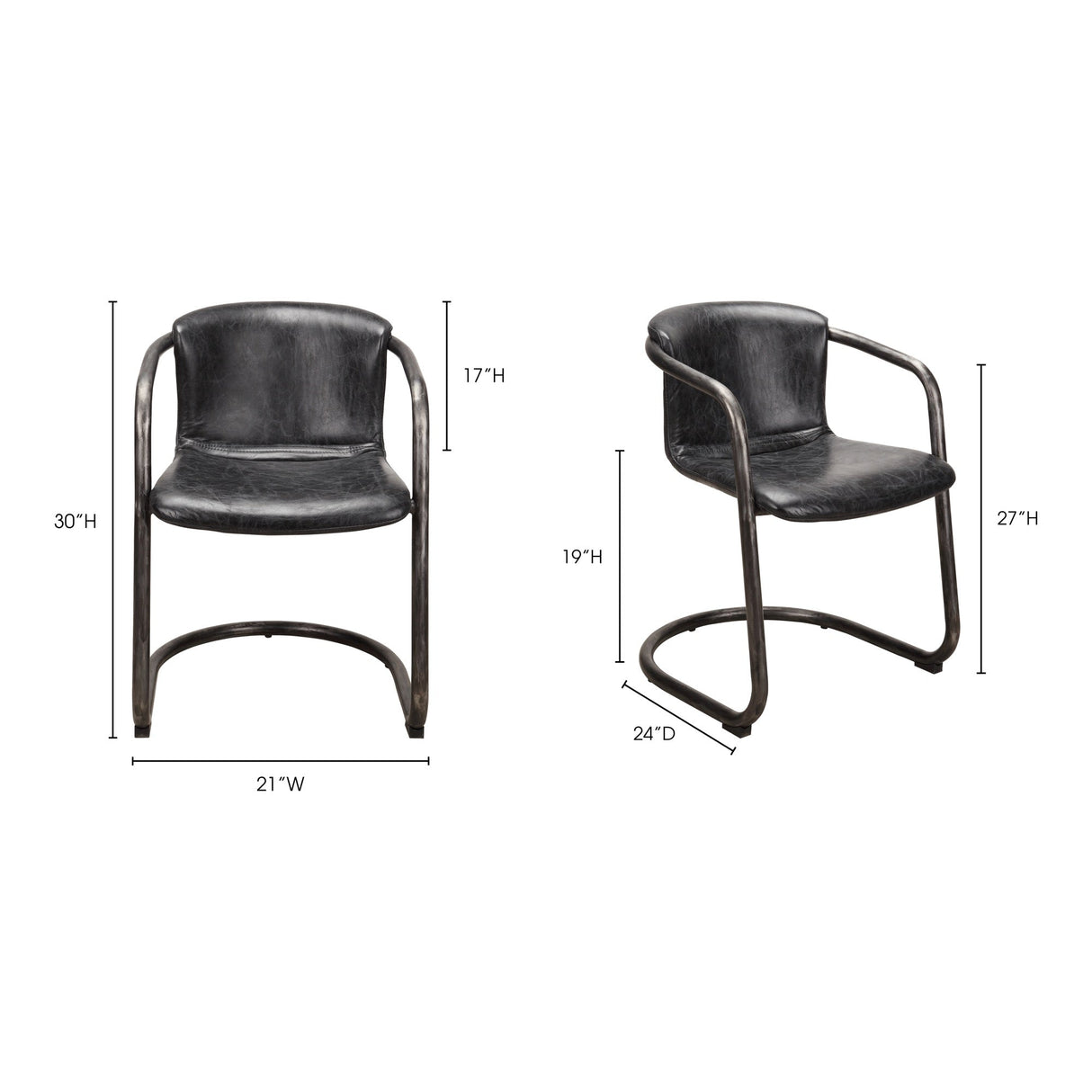 Freeman Onyx Black Leather Dining Chair (Set of 2) by MOES at Eve Furniture