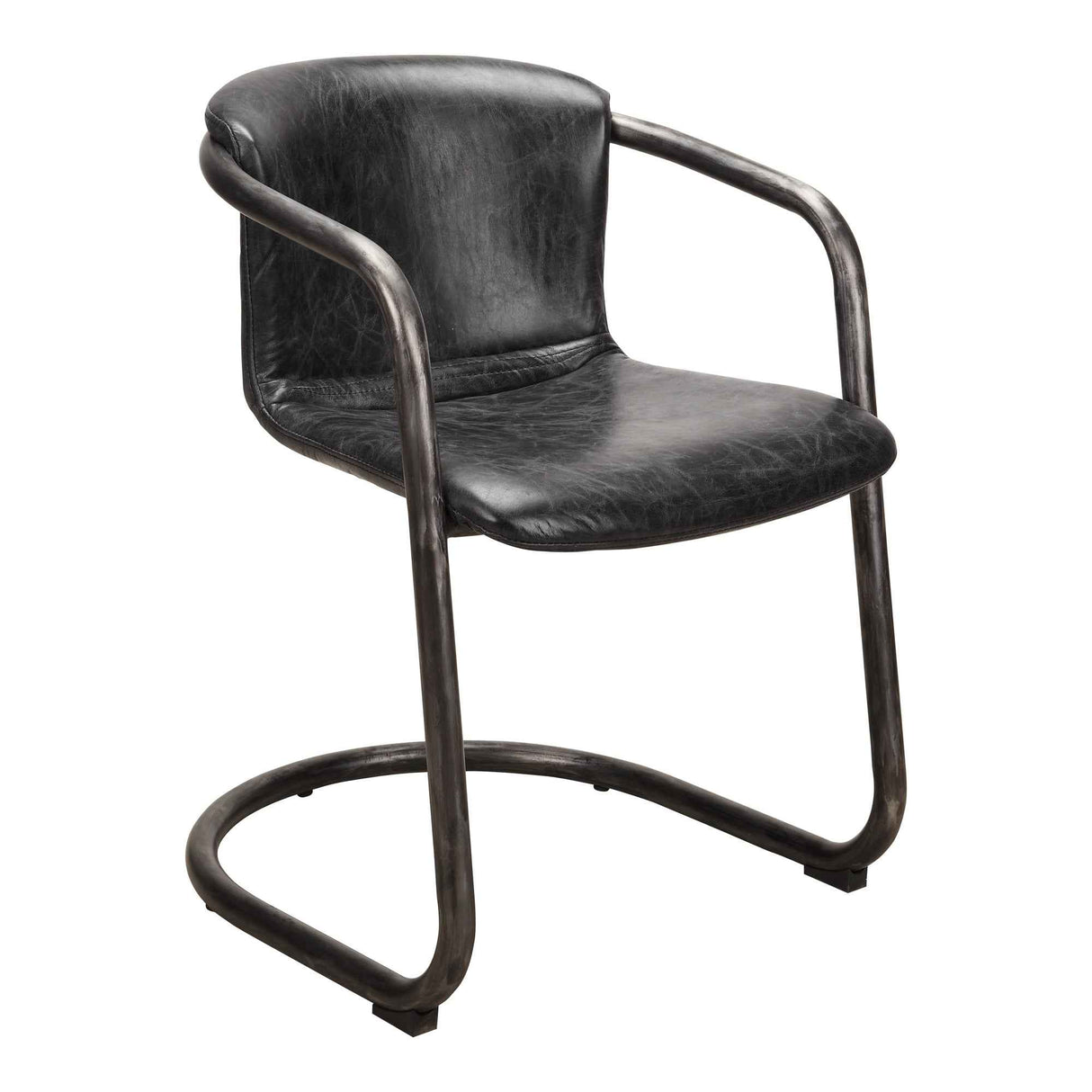 Freeman Onyx Black Leather Dining Chair (Set of 2)