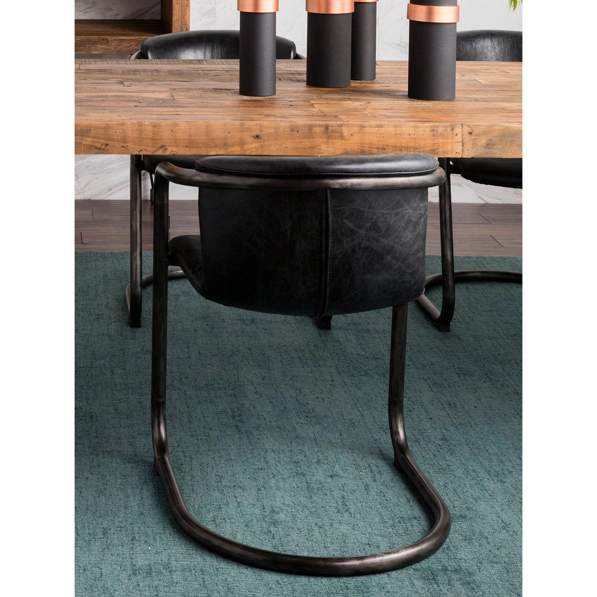 Freeman Onyx Black Leather Dining Chair (Set of 2) by Moe's Home at Eve Furniture