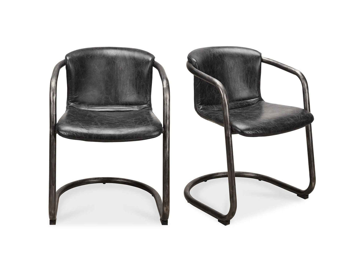 Freeman Onyx Black Leather Dining Chair (Set of 2)
