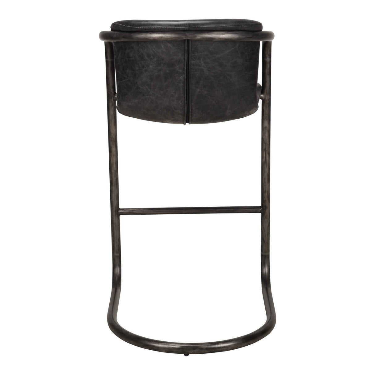 Freeman Two Barstool Onyx Black Leather Set Of