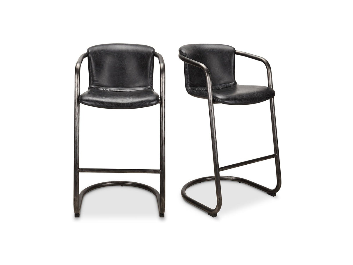 Freeman Two Barstool Onyx Black Leather Set Of by Moe's Home at Eve Furniture