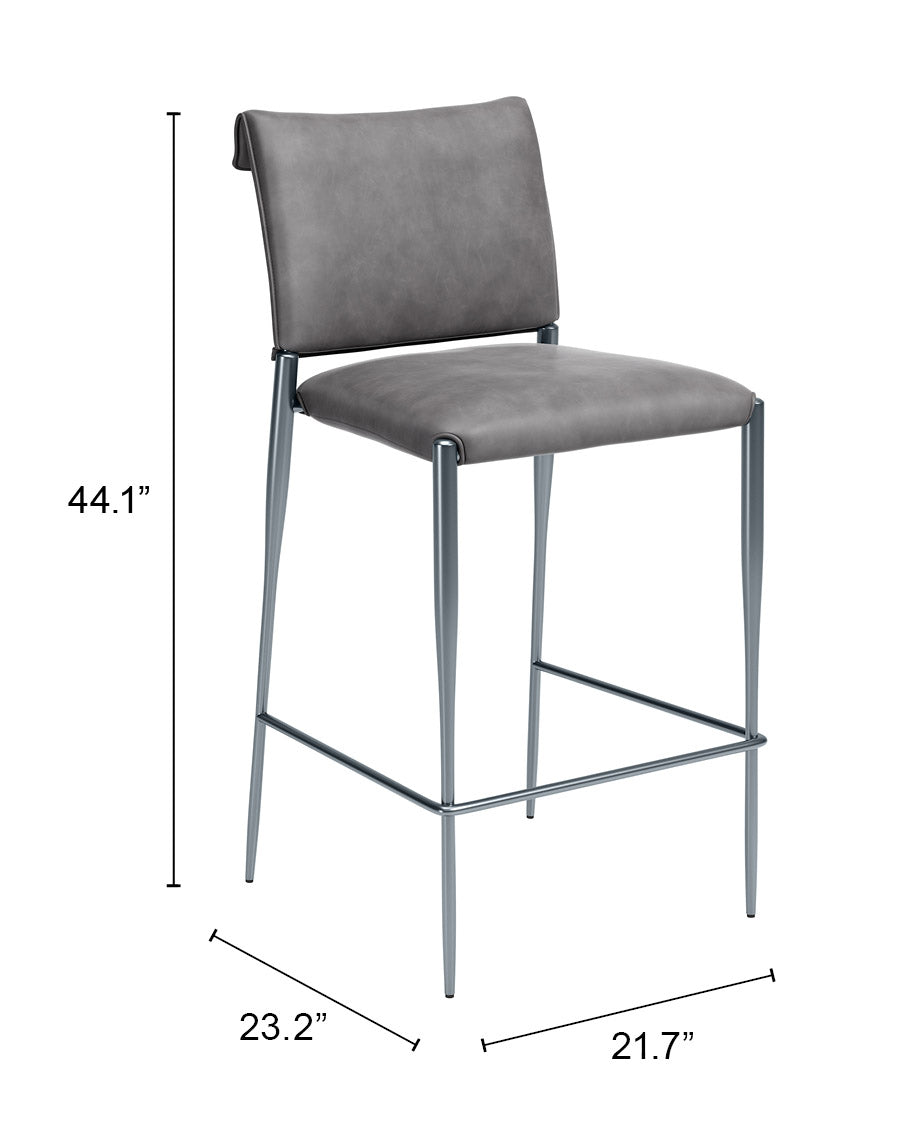 Freesia Charcoal Gray Barstool (Set of 2) by Zuomod at Eve Furniture