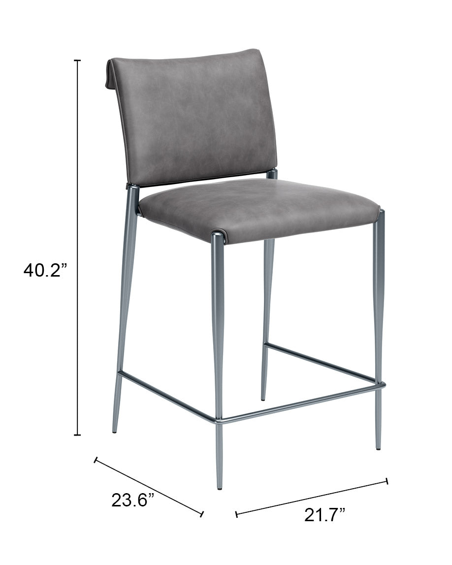 Freesia Charcoal Gray Counter Stool (Set of 2) by Zuomod at Eve Furniture