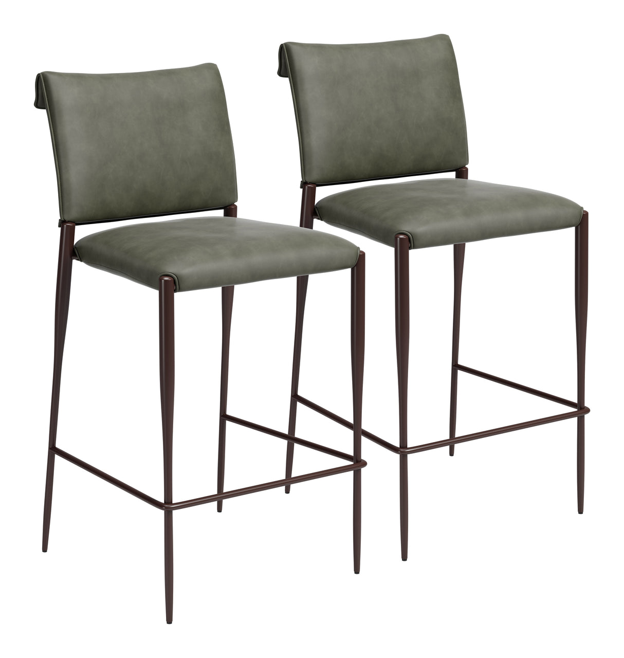 Freesia Olive Green Barstool (Set of 2) by Zuomod at Eve Furniture