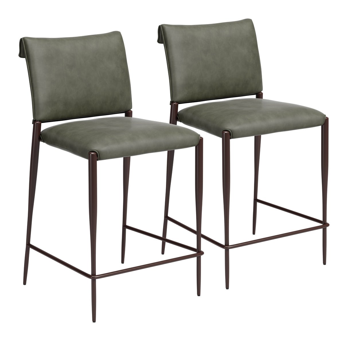 Freesia Olive Green Counter Stool (Set of 2) by Zuomod at Eve Furniture