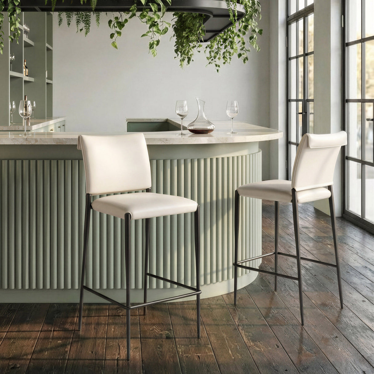 Freesia White Barstool (Set of 2) by Zuomod at Eve Furniture