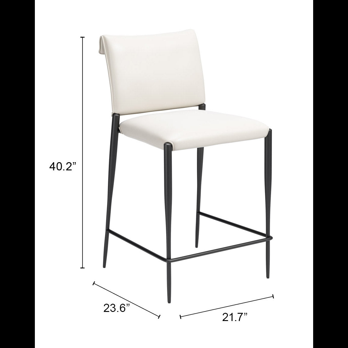 Freesia White Counter Stool (Set of 2) by Zuomod at Eve Furniture