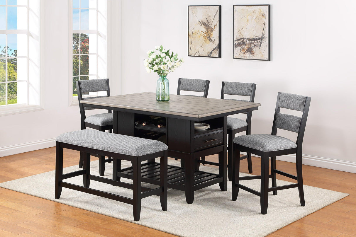 Frey Black and Gray Counter Height Dining Set by Crown Mark at Eve Furniture