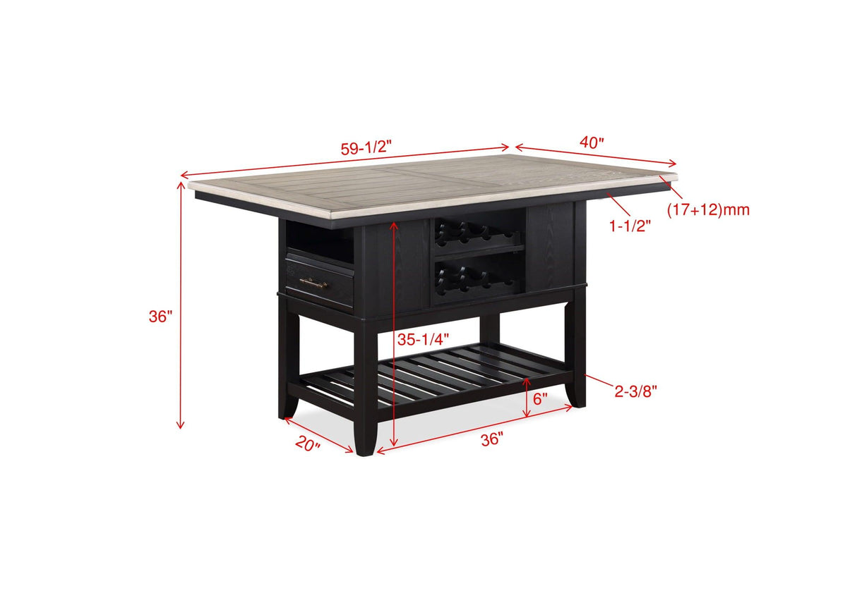 Frey Black and Gray Counter Height Table by Crown Mark at Eve Furniture