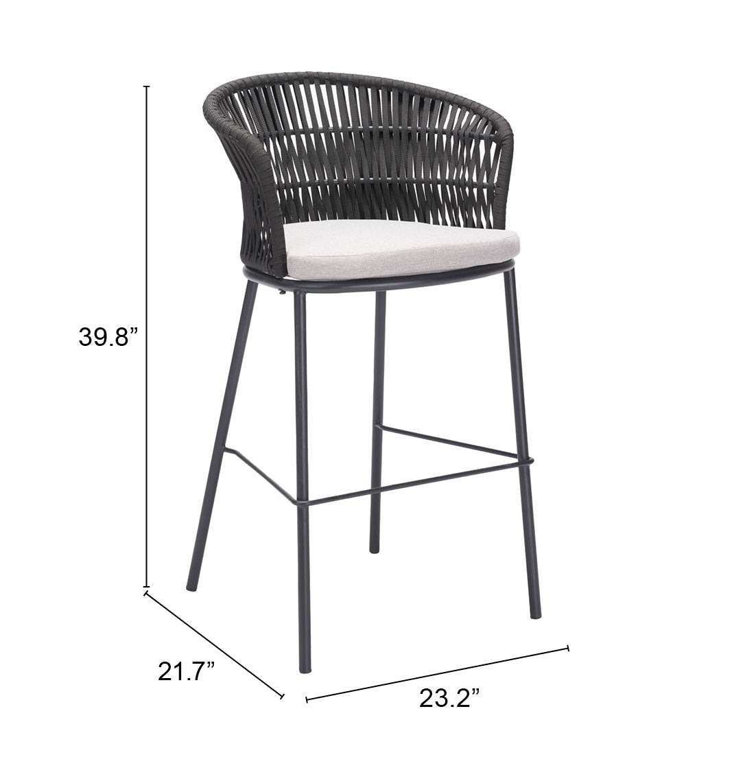 Freycinet Black Outdoor Barstool (Set of 2) by Zuomod at Eve Furniture