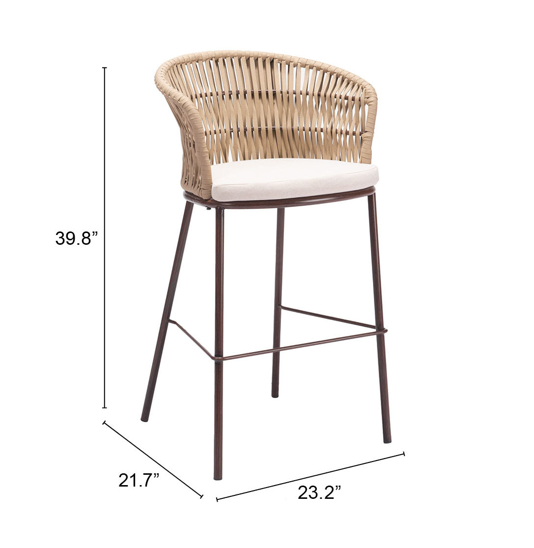 Freycinet Natural Outdoor Barstool (Set of 2) by Zuomod at Eve Furniture