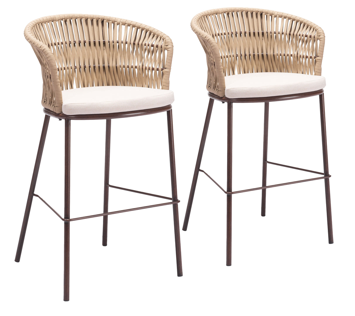 Freycinet Natural Outdoor Barstool (Set of 2) by Zuomod at Eve Furniture
