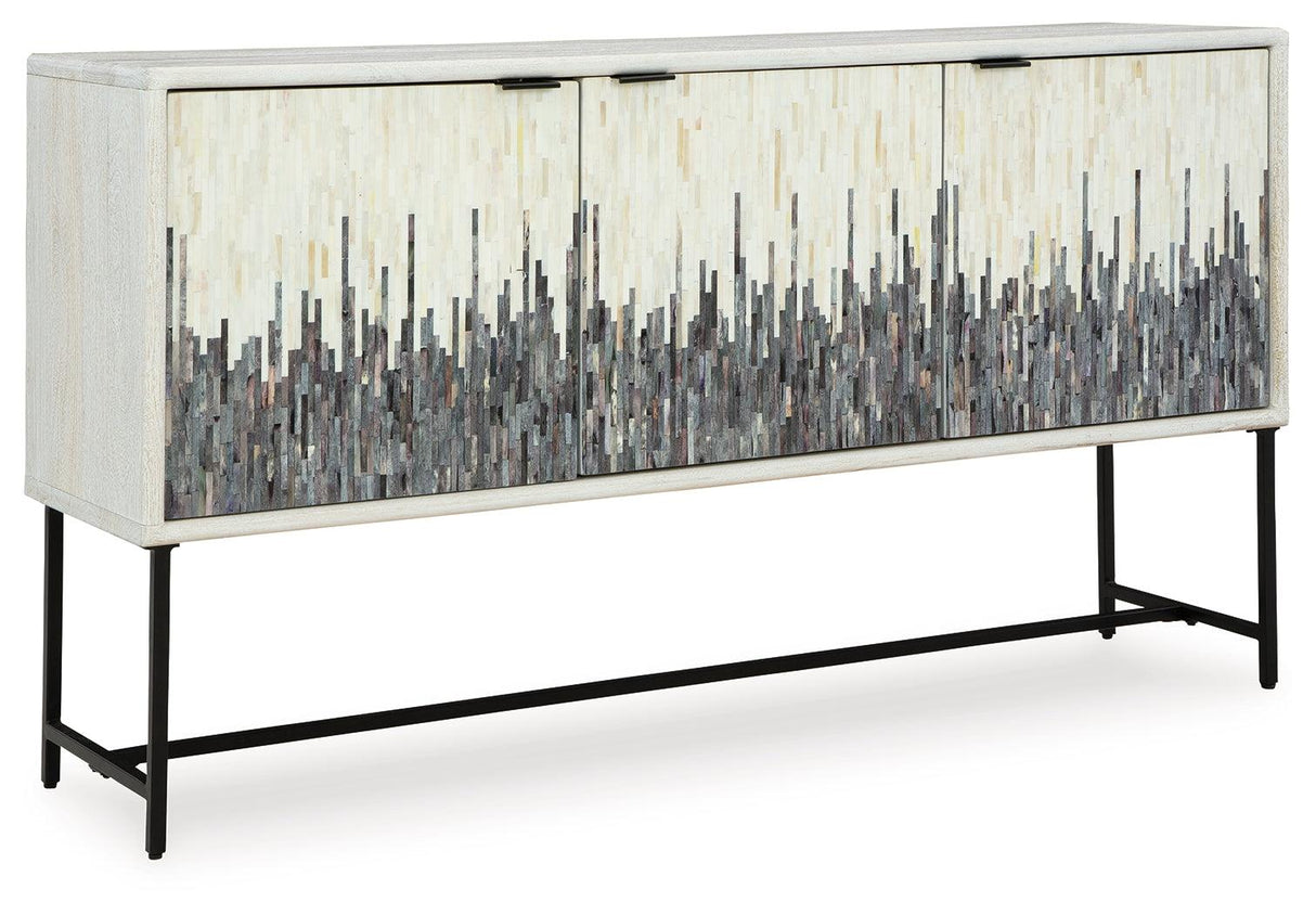 Freyton White/Gray Accent Cabinet by Ashley at Eve Furniture