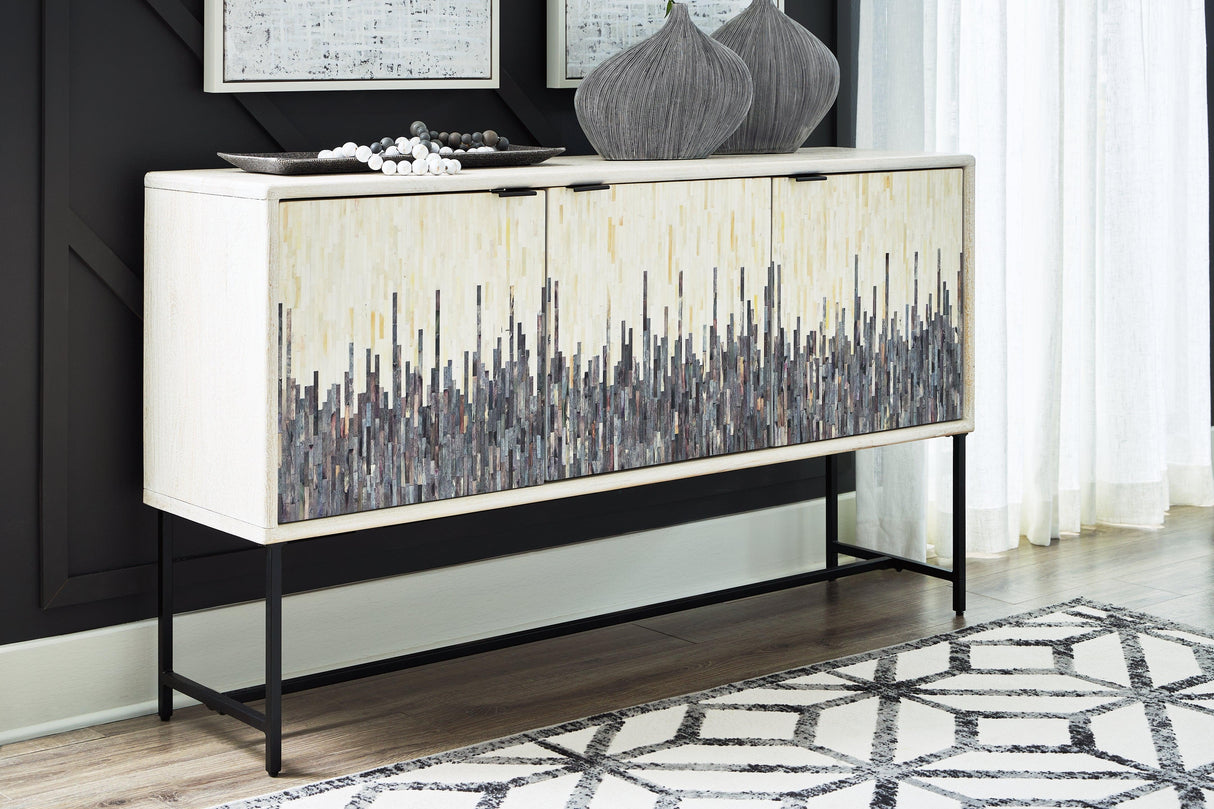 Freyton White/Gray Accent Cabinet by Ashley at Eve Furniture