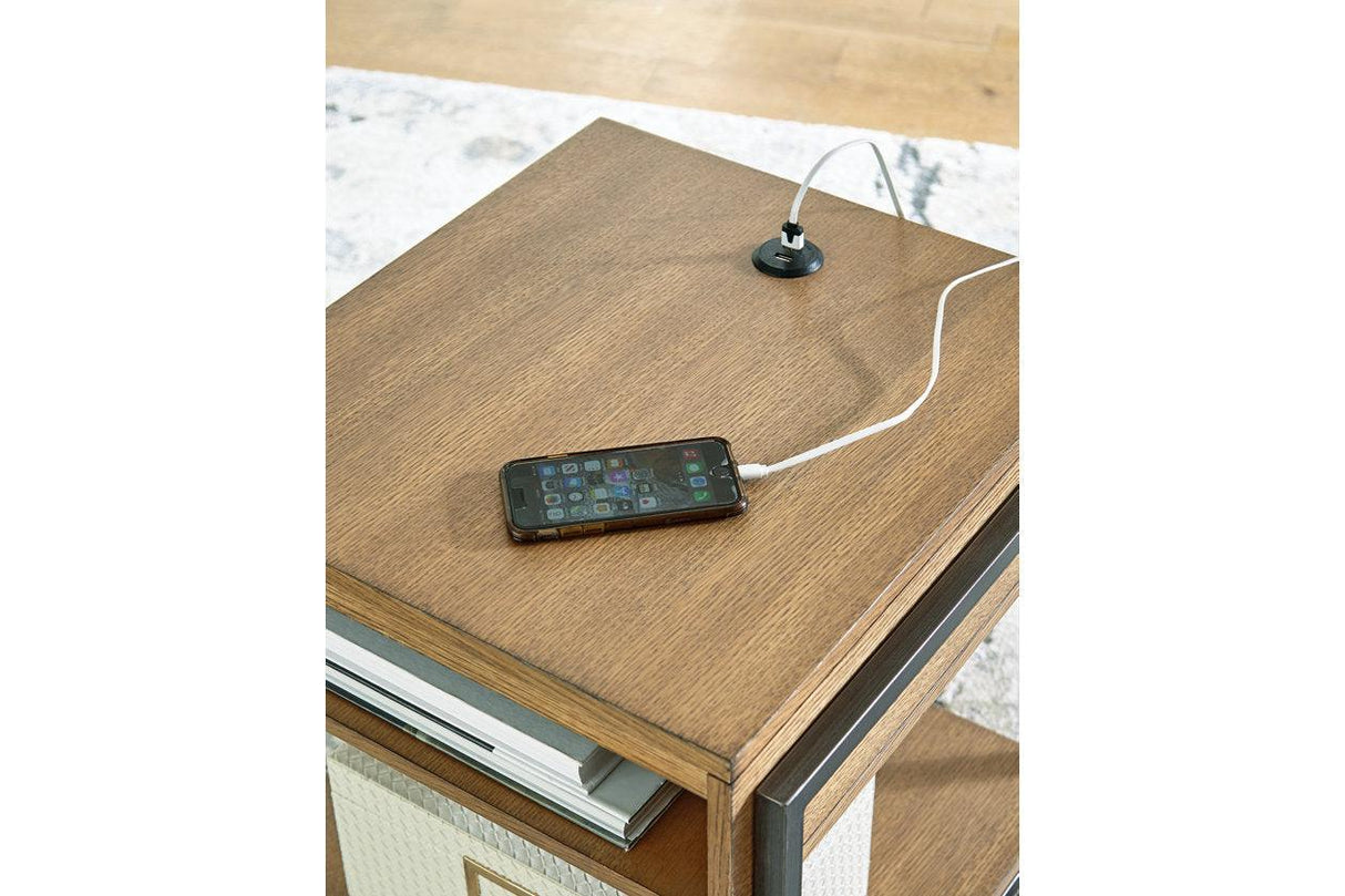 Fridley Brown/Black End Table by Ashley at Eve Furniture
