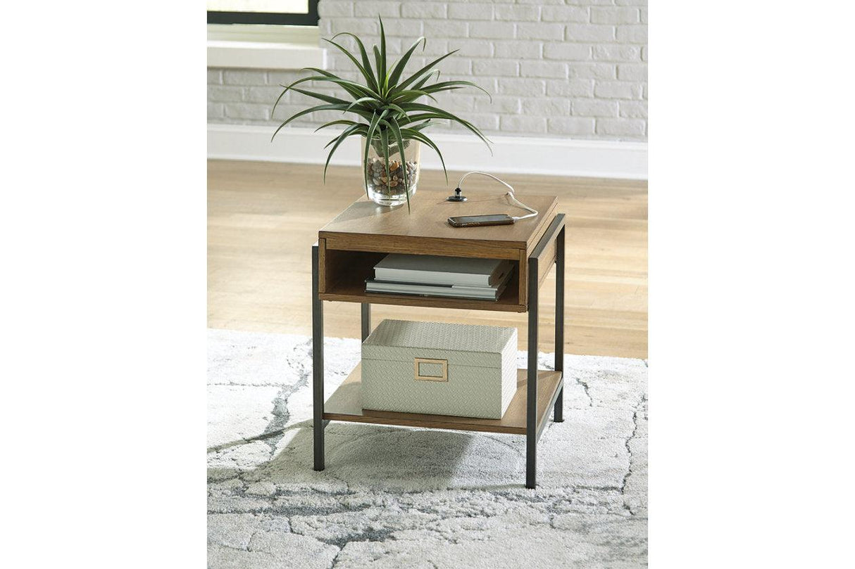 Fridley Brown/Black End Table by Ashley at Eve Furniture